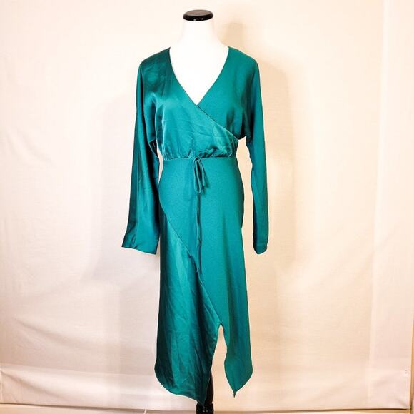 Cushnie x Target Emerald Green V-Neck Long Sleeve Dress - 10 - Picture 3 of 12